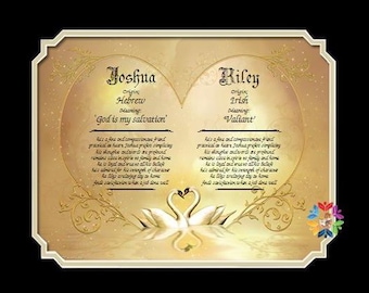 2 Person First Name Meaning Matted, Double Name Meaning, Personalized Gifts, Wedding Gifts, Personalized Names, Name Origin