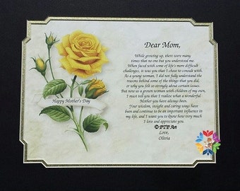 Mother’s Day Poem,Personalized Poems,Poem for Mother,Poems for Mom,Yellow Roses,Poem on Art,Mother’s Day,Personalized Poem,Poem with Mat