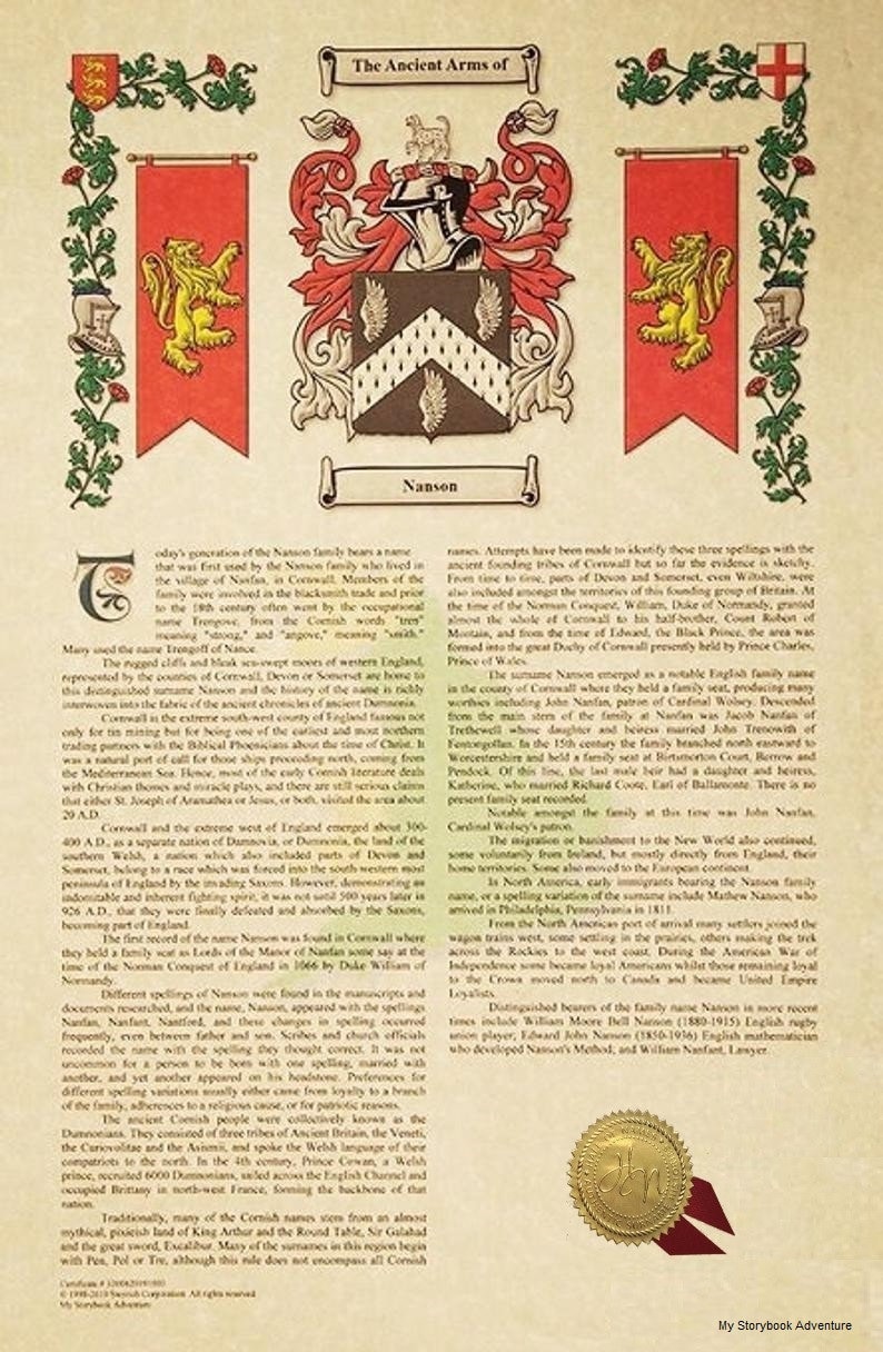 Coomer Coat of Arms, Family Crest & History 11x17 Print - Name Meaning Plus  Genealogy, Family Tree Research - Surname Origin: England/English :  : Everything Else