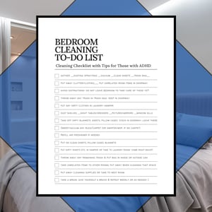 Quadro de tarefas do quarto Lista de tarefas de limpeza do quarto Planejador de limpeza para TDAH para impressão de cronograma de limpeza do quarto Lista de tarefas Lista de verificação de limpeza