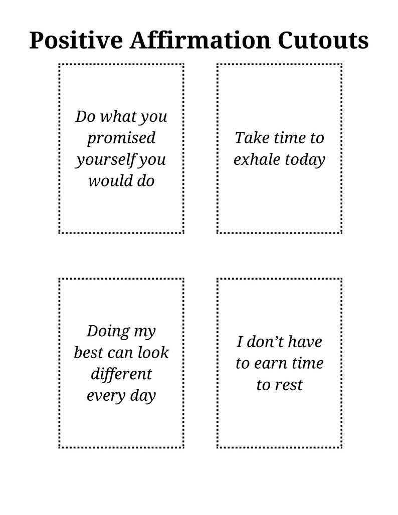 Positive Affirmations, Mantra Cutouts, Printable Self-talk Prompts ...