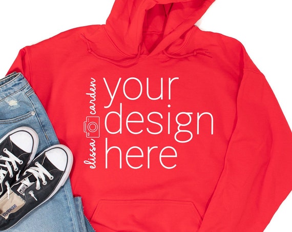 Red Gildan 18500 Hooded Sweat Shirt Mockup Gildan 18500 Mockup Psd Vk