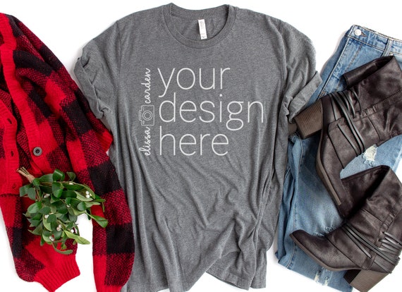 Deep Heather Bella Canvas Mockup 3001 Christmas Mockup