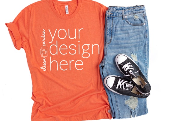 3001 Bella Canvas Mockup Photo Heather Orange T-Shirt 3001 Bella Canvas Mockup Photo Heather Orange T-Shirt