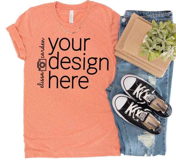 Heather Sunset Bella Canvas Mockup 3001 T-Shirt Mock Heather Sunset Bella Canvas Mockup 3001 T-Shirt Mock