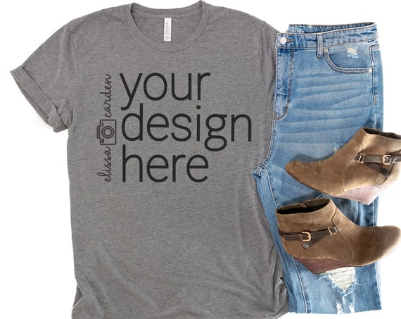 Deep Heather Bella Canvas Mockup 3001 T-Shirt Mock