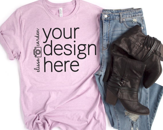 Bella Canvas 3001 Shirt Mockup Heather Prism Lilac