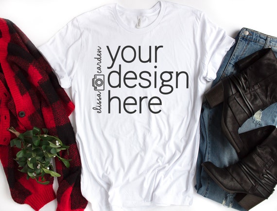 White Bella Canvas Mockup 3001 Christmas Mockup For