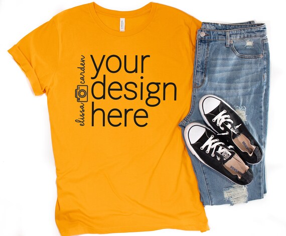 Bella Canvas 3001 Shirt Mockup Gold T-Shirt Mock