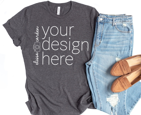 Bella Canvas 3001 Shirt Mockup Dark Grey Heather Bella Canvas 3001 Shirt Mockup Dark Grey Heather