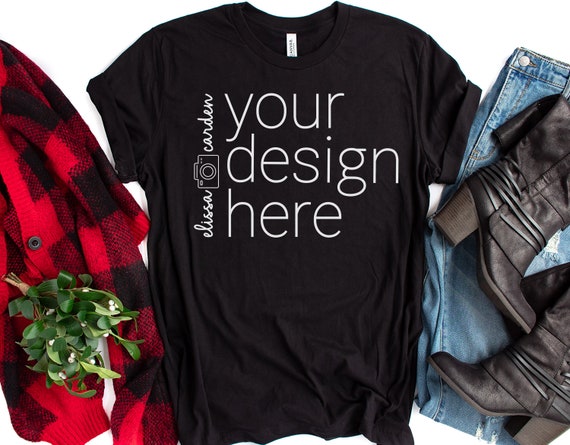 Black Bella Canvas Mockup 3001 Christmas Mockup For Black Bella Canvas Mockup 3001 Christmas Mockup For