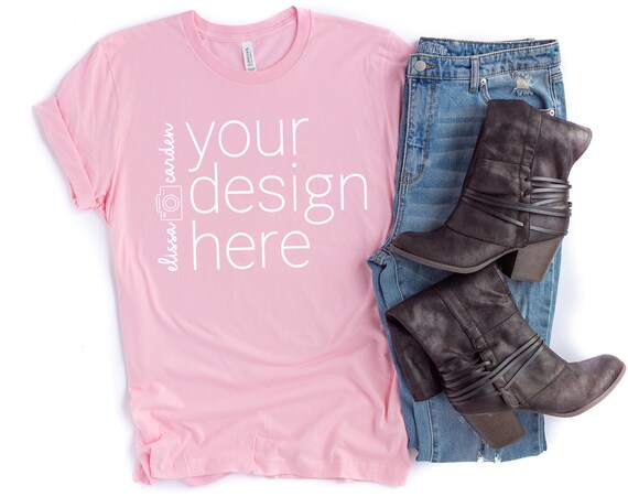 Pink 3001 Shirt Mockup Pink T Shirt Mock Up Tshirt Mockup Etsy