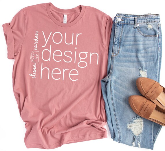 Bella Canvas 3001 T Shirt Mock Up Mauve Tshirt Mockups Flat Etsy
