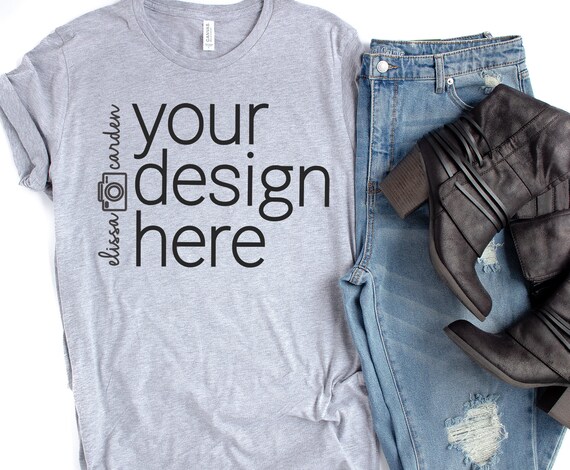 Bella Canvas 3001 Shirt Mockup Athletic Heather Gray T Shirt Etsy