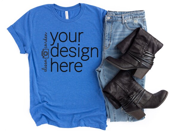 Bella Canvas 3001 Shirt Mockup Heather True Royal T Shirt Etsy