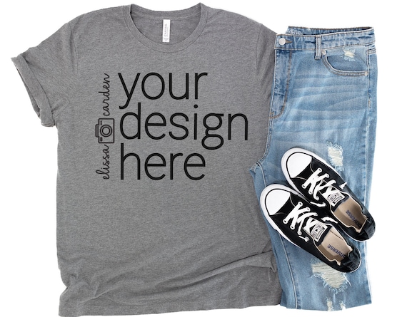 Gray Bella Canvas 3001 Shirt Mockup Deep Heather T Shirt Mock Etsy