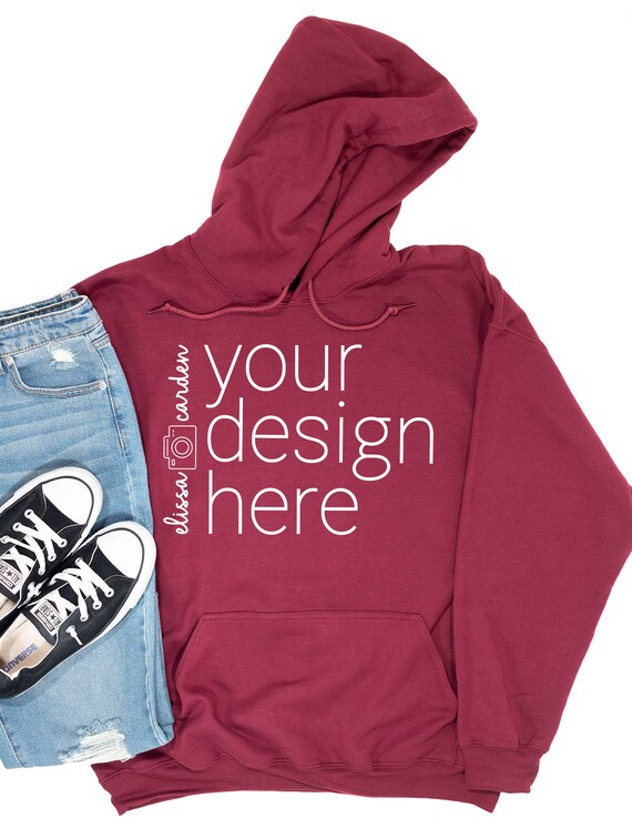 Download Maroon Gildan 18500 Hooded Sweatshirt Mockup Gildan 18500 Etsy