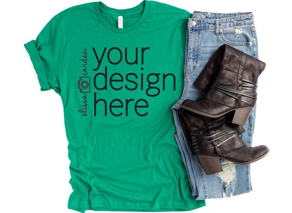 Bella Canvas 3001 Shirt Mockup Kelly T Shirt Mock Up Tshirt Etsy