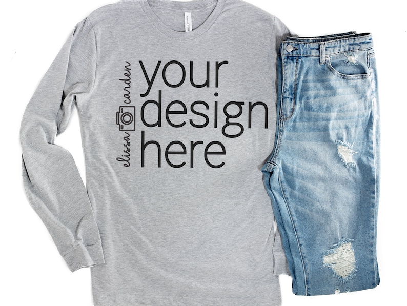 Download 3501 Mockup Athletic Heather Bella Canvas Unisex Long ...
