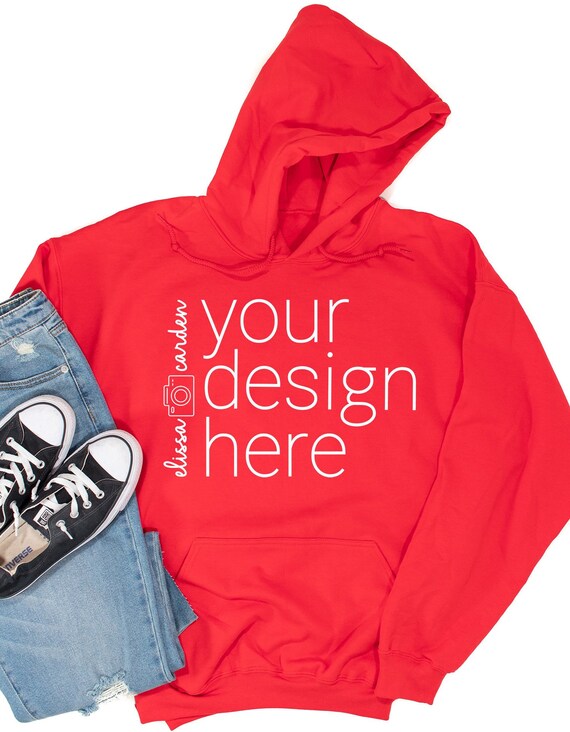 Download Red Gildan 18500 Hooded Sweatshirt Mockup Gildan 18500 Etsy