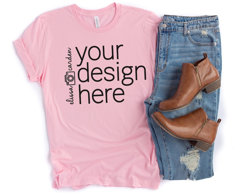 Download Pink Bella Canvas 3001 T Shirt Mock Up Pink Tshirt Mockups ...
