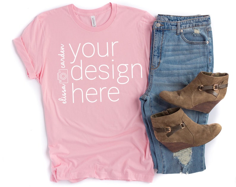 Bella Canvas 3001 Shirt Mockup Pink T-Shirt Mock Up TShirt ...