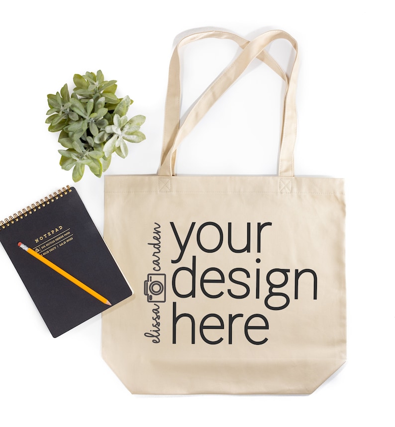 Organic Tote Bag Mockup Oyster Tote Mockup Bag Totes Mockups Eco Tote Mock-Up with Notebook Digital JPEG Download Flay Lay Mock Up image 1