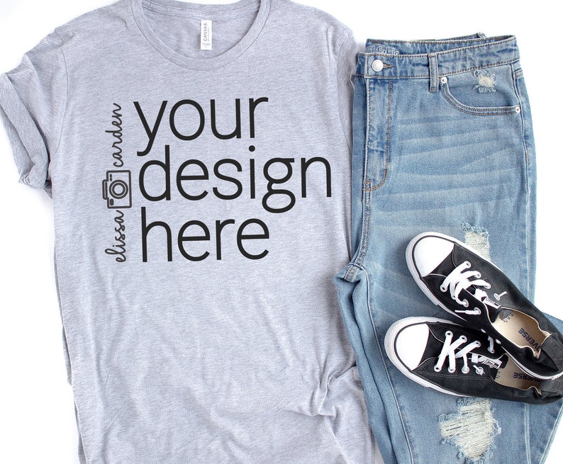Download T-Shirt Mockup Bella 3001 Athletic Heather Gray Bella Canvas | Etsy