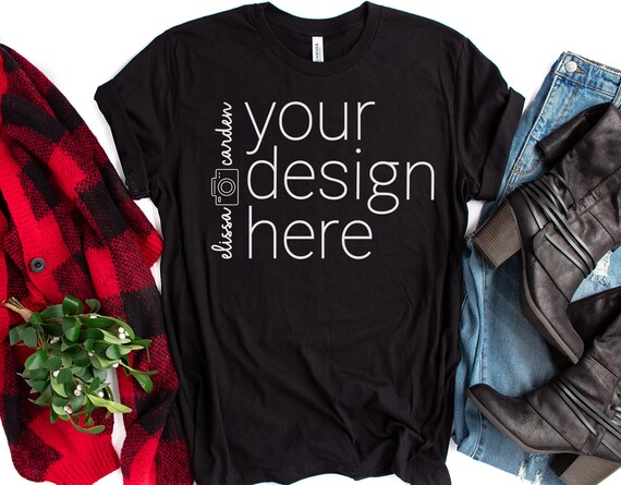 Black Bella Canvas Mockup 3001 Christmas Mockup For Tshirt Etsy