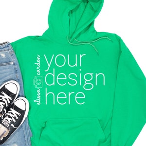 Kelly Gildan 18500 Hooded Sweatshirt Mockup, Gildan 18500 Mockup, Unisex Hoodie Mock Up, Flat Lay Mockup