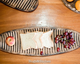 Hand Carved Rustic Bread Tray , Wood Seared Bread Tray , Fruit Platter , Display Tray , Farmhouse Decor , Centre Piece