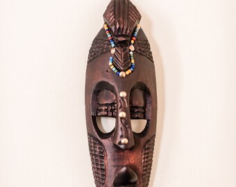 Maasai Couple Face Carving , African Masks ,