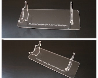 Clear Acrylic Custom Engraved with logo & text Lightsaber Stand - Star Wars collectible display - Cosplay