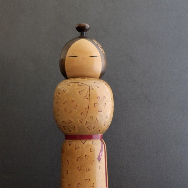 vintage kokeshi doll japanese creative by Kishi Sadao 45 cms / 17.7 inches free fast and tracked shipping