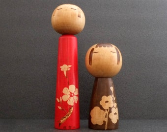 村上健一作 こけし ペア、数々の賞を受賞したヴィンテージの日本の木製