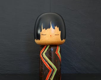 川瀬裕司こけし、ヴィンテージ木製創作こけし、日本の手作り民芸品