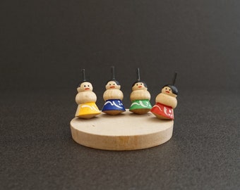 kokeshi doll vintage japanese creative sumo fighters spinning tops 4 cms / 1.6 inches free fast and tracked shipping