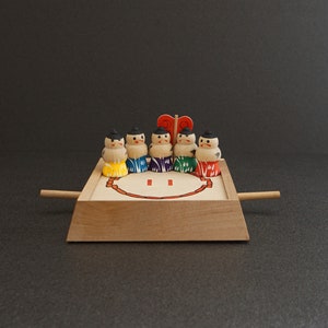 kokeshi doll vintage japanese creative Sumo Fighters 3.5 cms / 1.4 inches free fast and tracked shipping