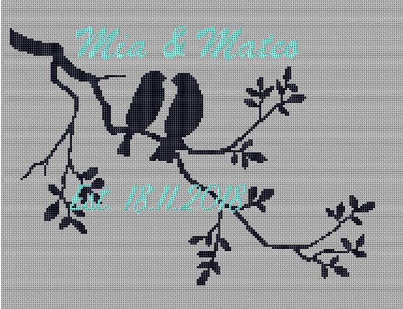 Wedding Cross Stitch Pdf Printable Pattern Love Birds Family Tree Personalized Gift Mr Mrs Marriage Wedding Gift Love Cross Stitch Pattern Home Hobby Craft Supplies Tools Kromasol Com