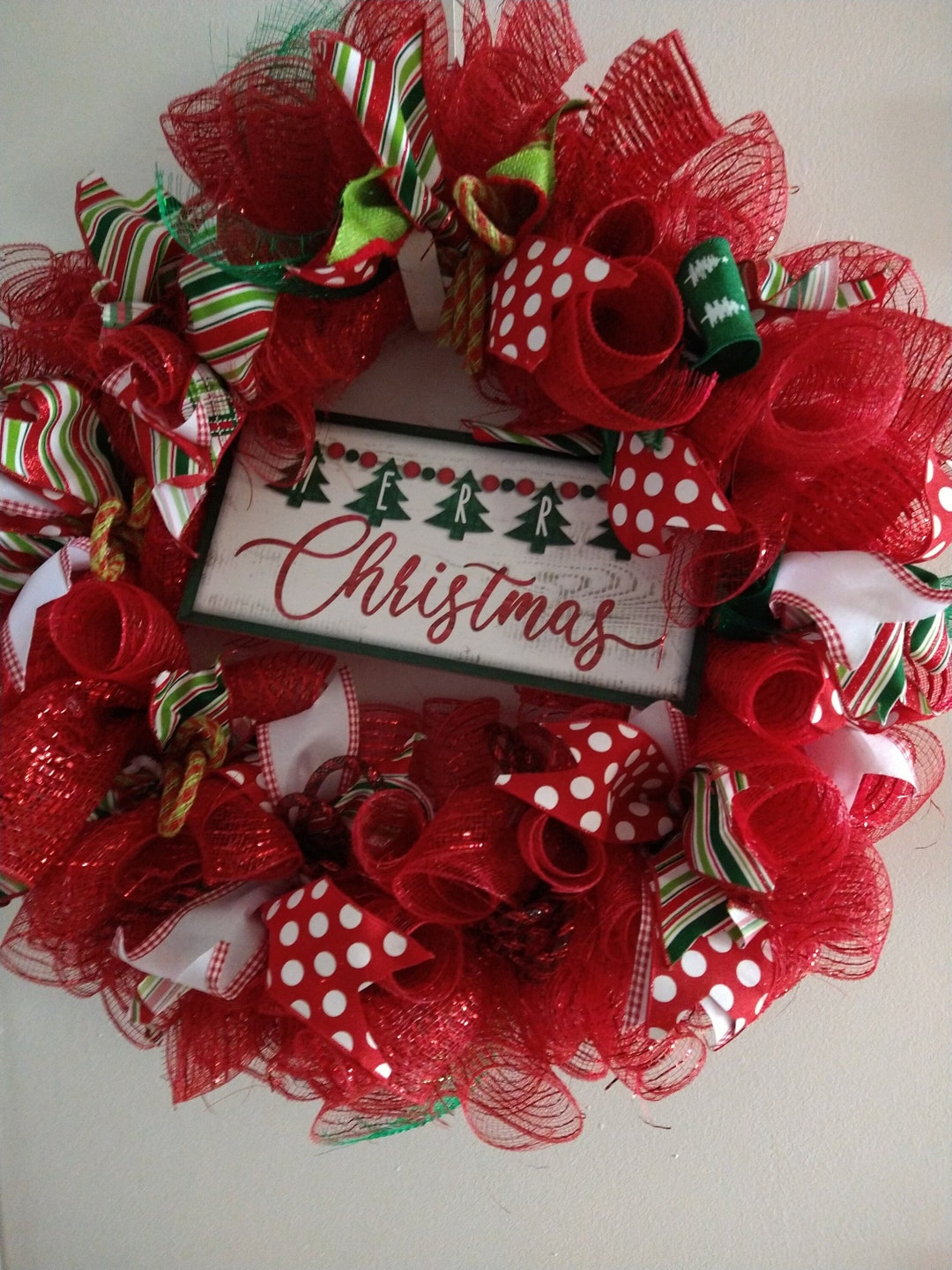 Christmas Mesh Wreath for Front Door a Gift for Mom/grandma, Holiday ...