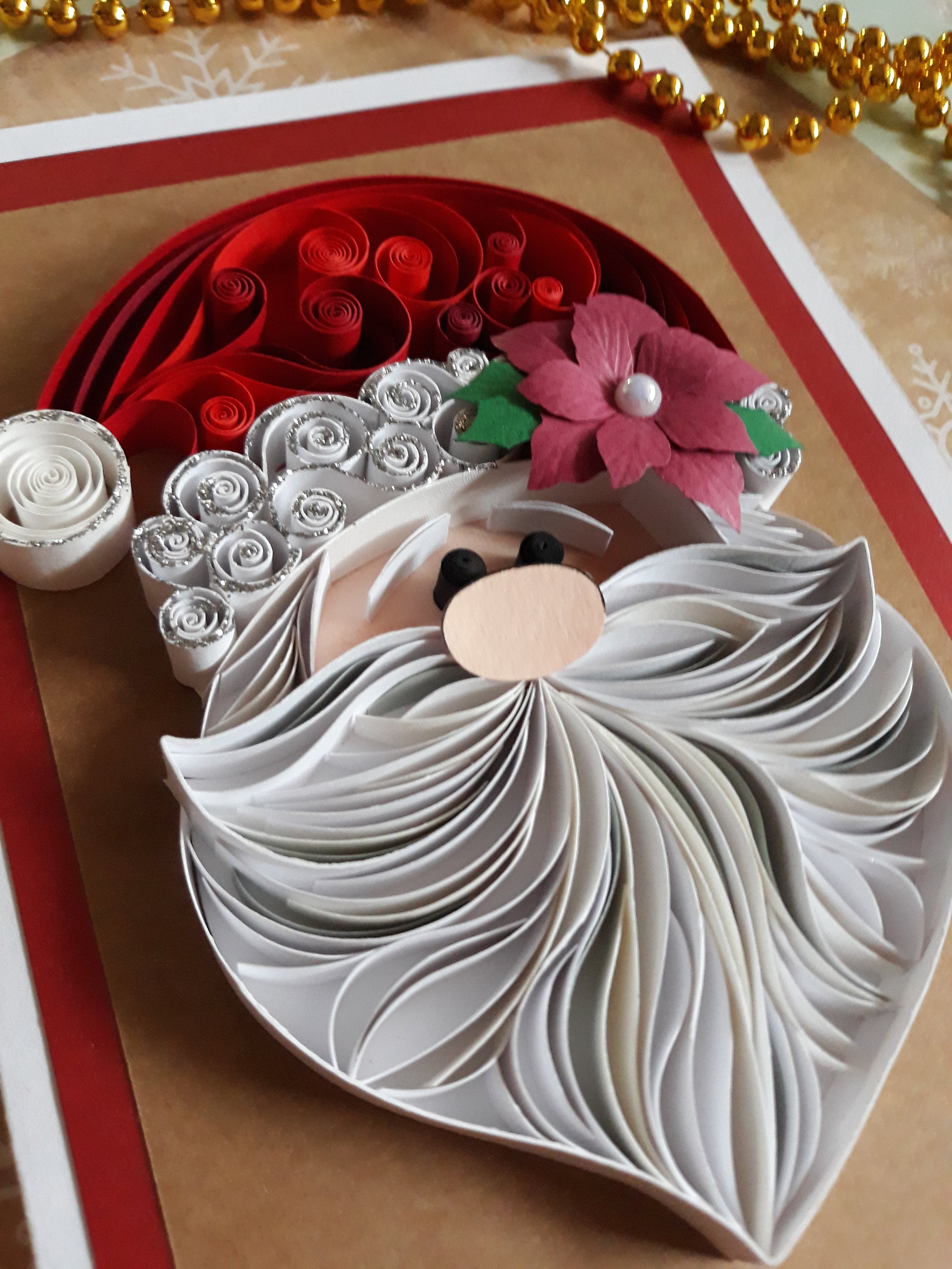 Quilling Santa Greeting Card Merry Christmas Card Paper Etsy