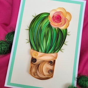 Carte de joyeux anniversaire, carte de fantaisie avec un cactus, carte de voeux verte, cadeau pour maman, soeur, amie