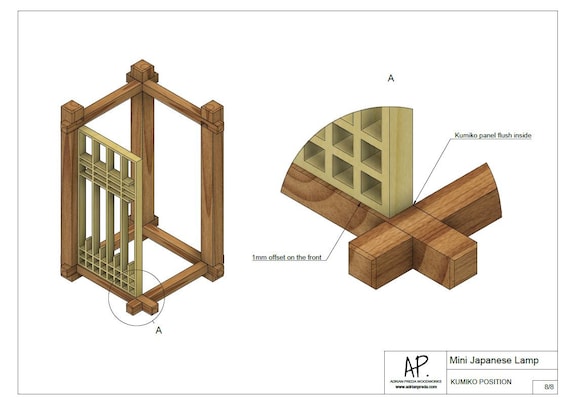 Mini Japanese Lamp - Plans - Dimensions - Details - Notes - Etsy