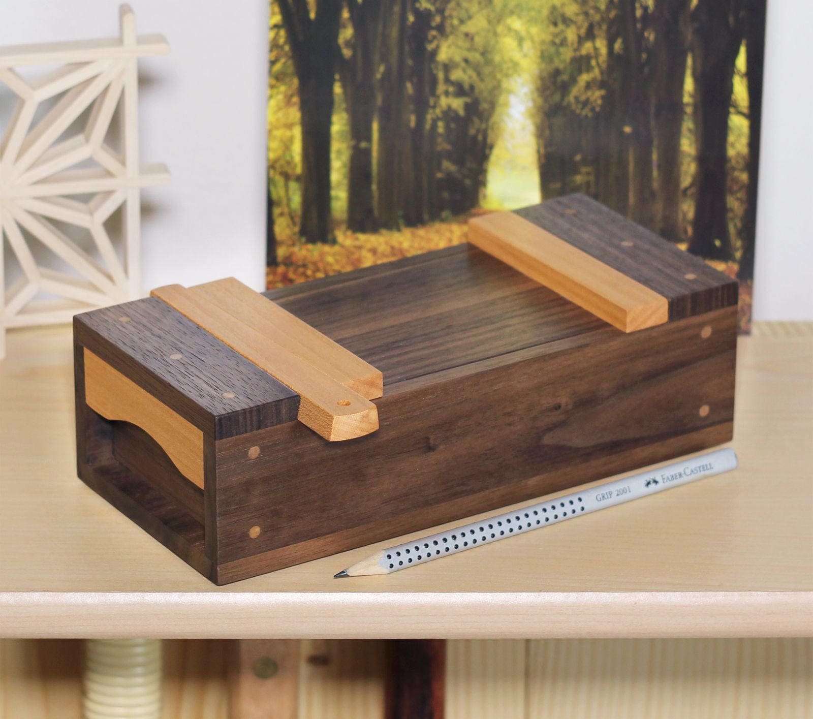 Japanese Toolbox Mini Wood Box Keepsake Box Pencil & Pen 