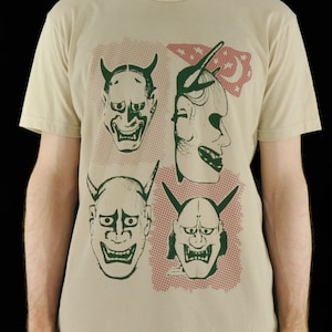 Japanese Hannya Mask Collage Tee BEIGE