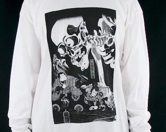 Kuniyoshi 'Skeleton Spectre' Long Sleeve Tee WHITE