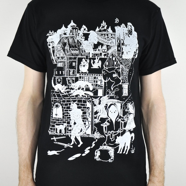 The Haunted Village Collage Tee BLACK