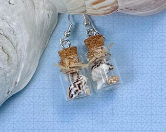 Beach-in-a-Bottle Dangle coastal earrings