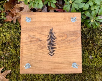 Flower Plant Press Kit, Rustic Botanical Solid Wood Press with Fern Stamp