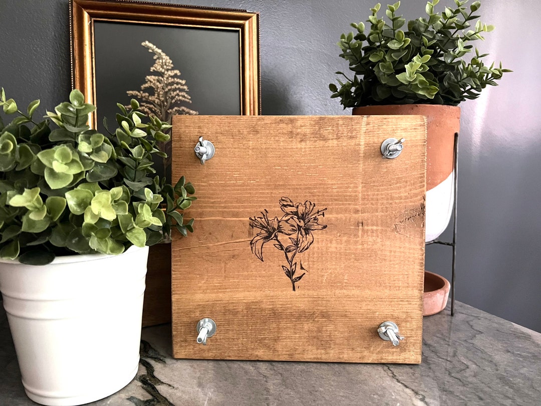 Flower Plant Press Kit, Rustic Botanical Solid Wood Press With Lily